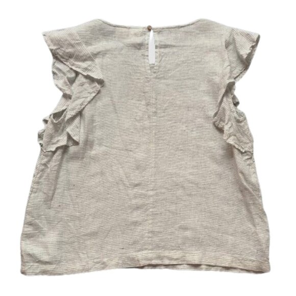 Catherine Malandrino flutter sleeve 100% linen top blouse - Picture 5 of 13